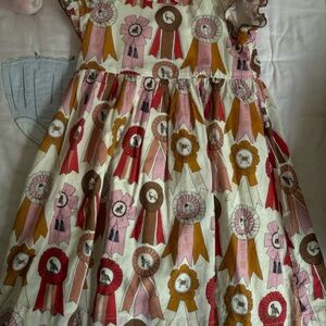 Pink Chicken Ribbon Pattern Kids Dress